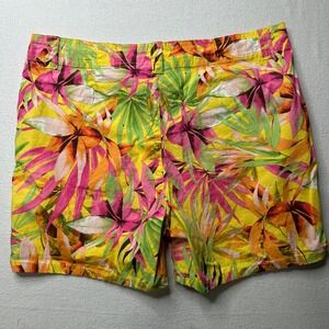 Fresh Produce Women's Floral Print Shorts Size 12 Tropical Yellow Pink‎ Green